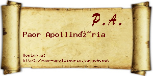 Paor Apollinária névjegykártya